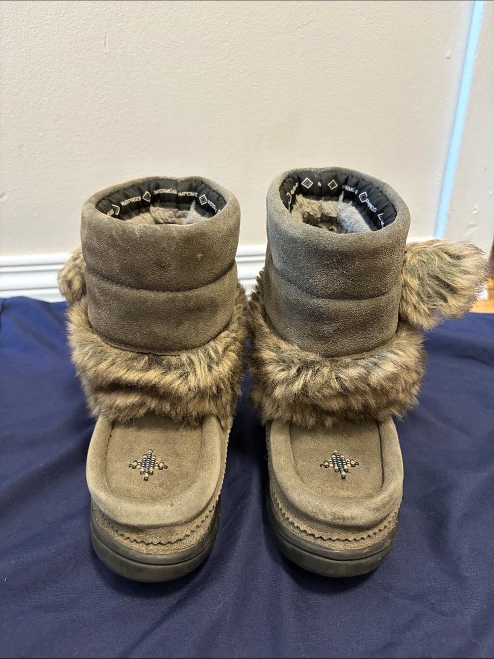 Manitobah Mukluks Faux Fur Suede Waterproof Snowy Owlet Winter Boots - Grey